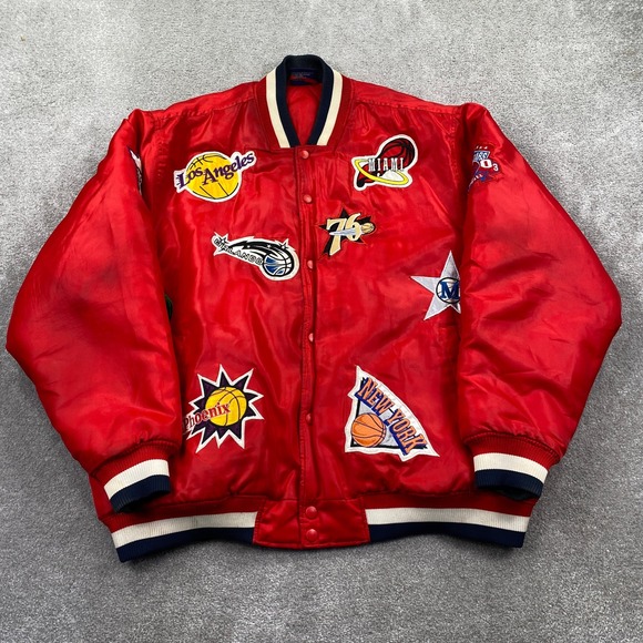 NBA Other - VTG 2003 NBA Basketball All Star Red Bomber Jacket 2XL Patches Los Angeles Miami